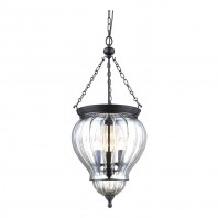 Domus-DIANA Lantern Black Pendant with Clear Glass 240V - 3 x E14 - Clear